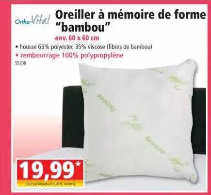 oreiller à mémoire de forme "bambou" ortho-vital