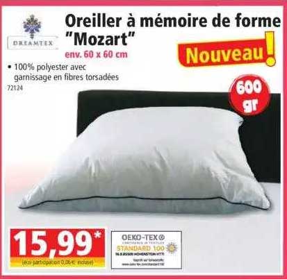 oreiller à mémoire de forme "mozart"