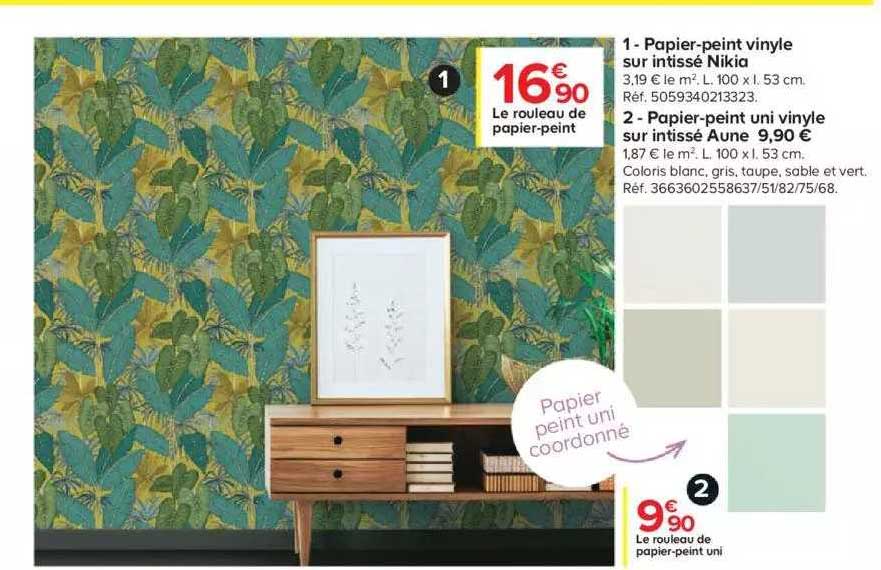 papier-peint vinyle sur intissé nikia, papier-peint uni vinyle sur intissé aune