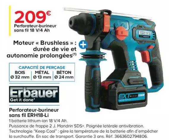 perforateur-burineur sans fil erbauer