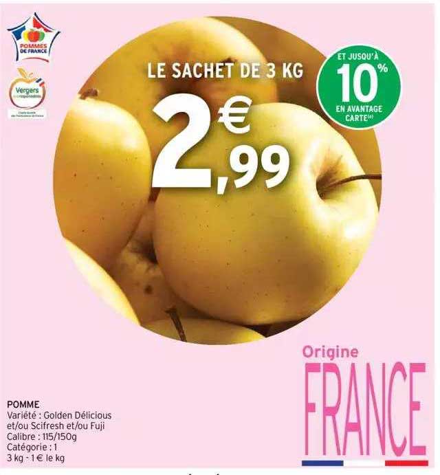 pomme golden délicious et-ou scifresh et-ou fuji