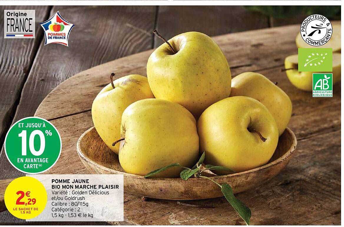 pomme jaune bio mon marché plaisir