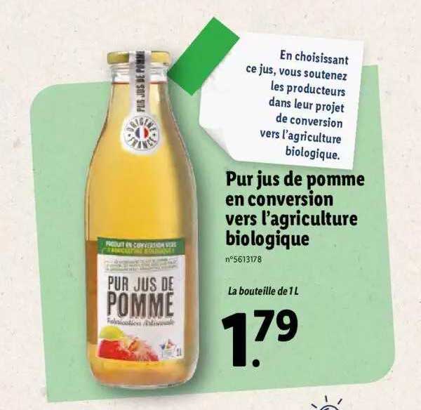 pur jus de pomme en conversion vers l'agriculture biologique
