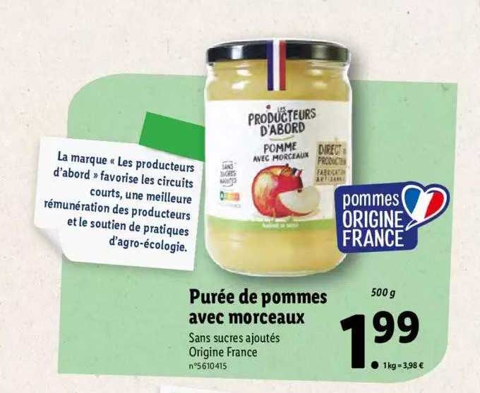 purée de pommes avec morceaux les producteurs d'abord