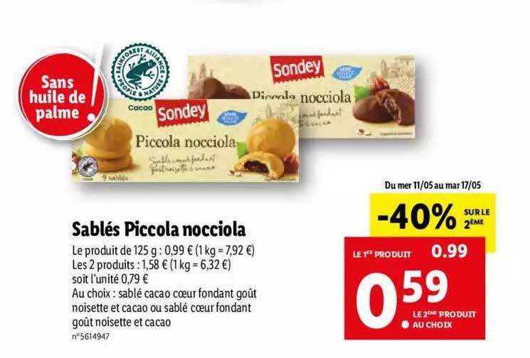 Sablés Piccola Nocciola Sondey