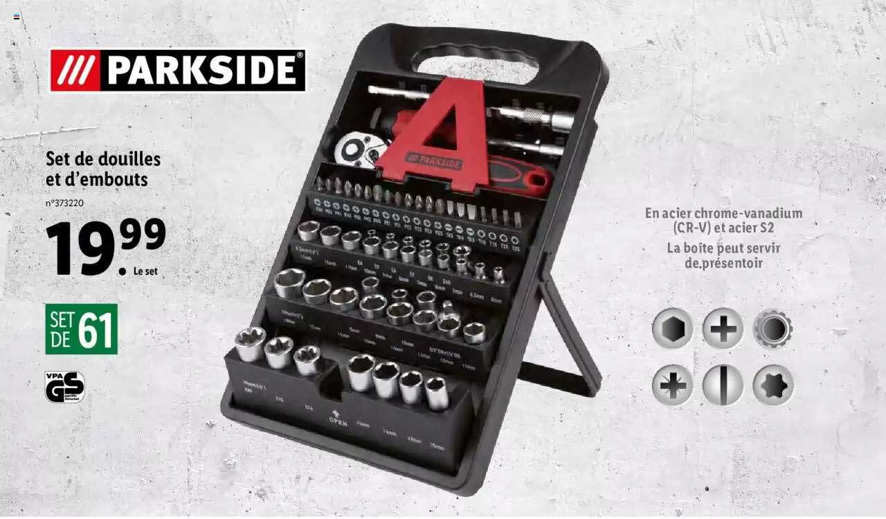 set de douilles et d'embouts parkside