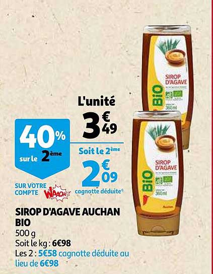 sirop d'agave auchan bio