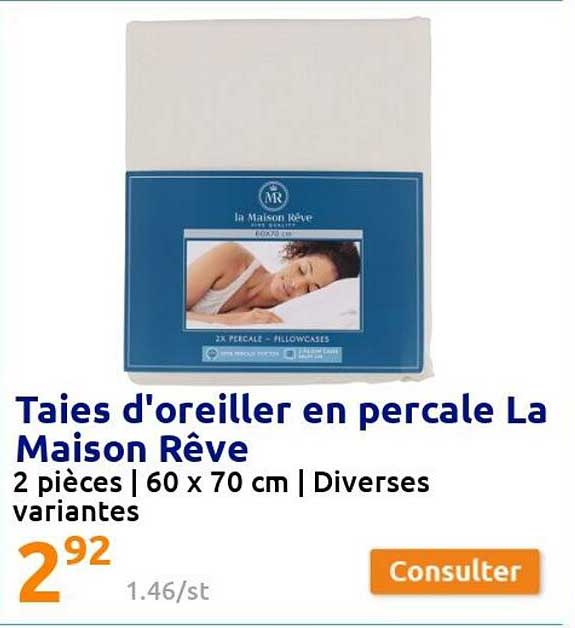 taie d'oreiller en percale la maison rêve