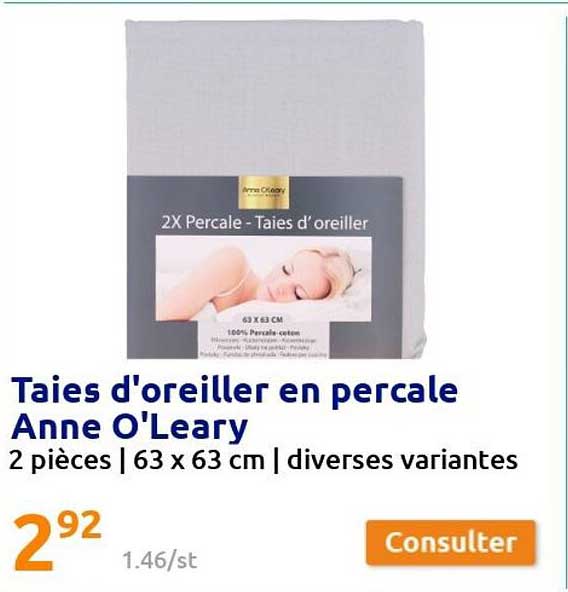 taies d'oreiller en percale anne o'leary