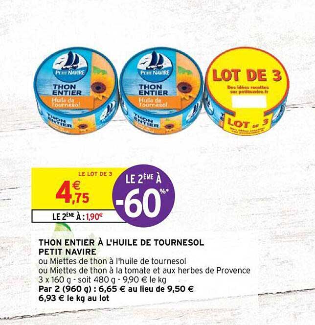 Thon Entier à L'huile De Tournesol Petit Navire