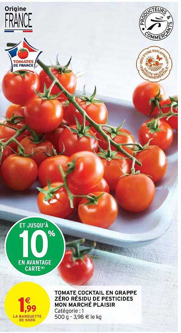 tomate cocktail en grappe zéro résidu de pesticides mon marché plaisir