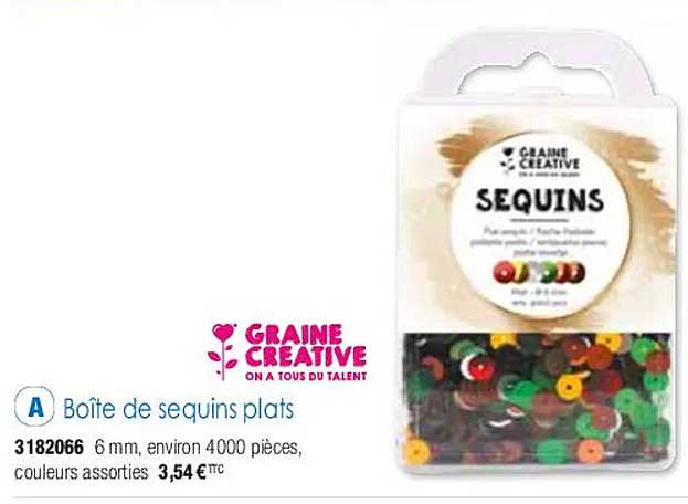 boîte de sequins plats graine créative