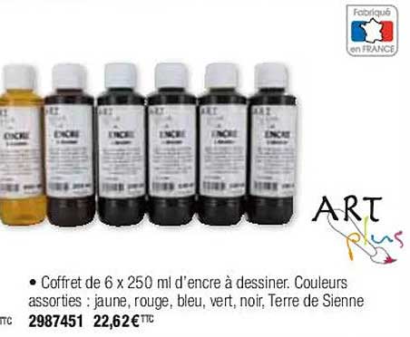coffret de 6 x 250ml d'encre à dessiner art plus