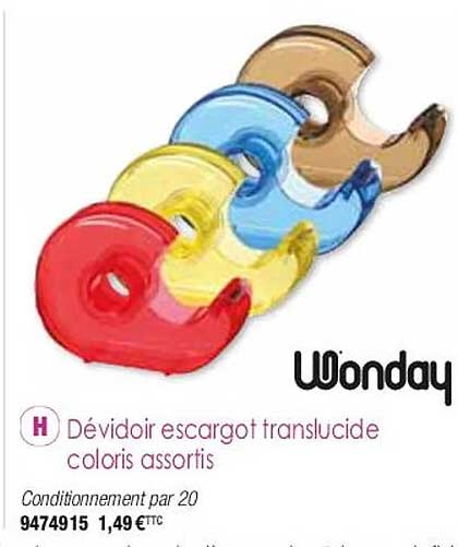 dévidoir escargot translucide coloris assortis wonday
