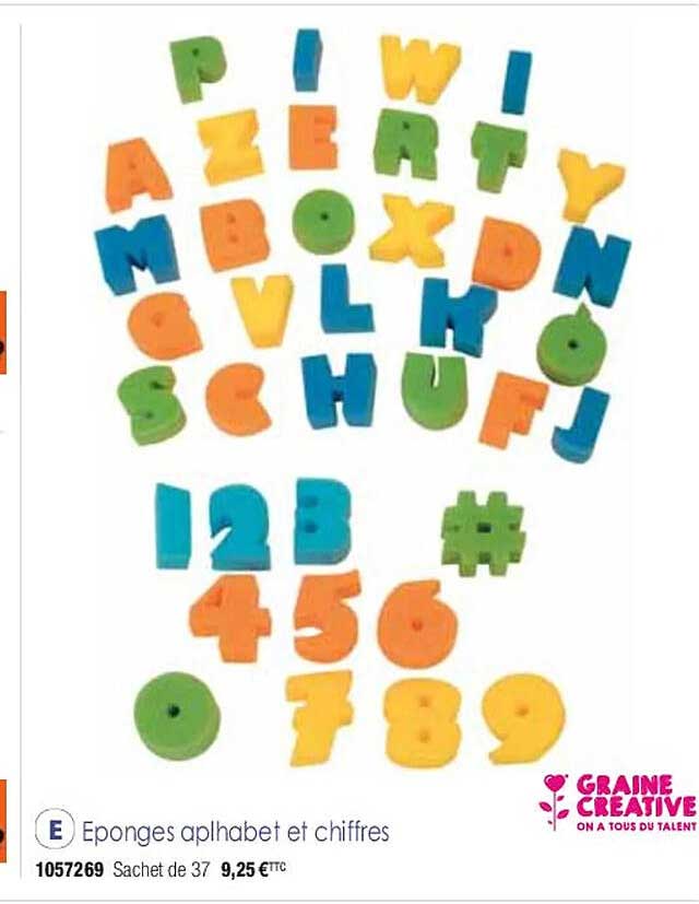 éponges alphabet et chiffres graine créative