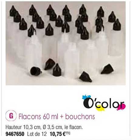 flacons 60ml + bouchons o'color