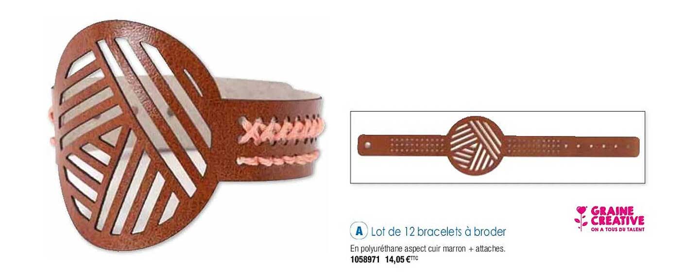 lot de 12 bracelets à broder graine créative
