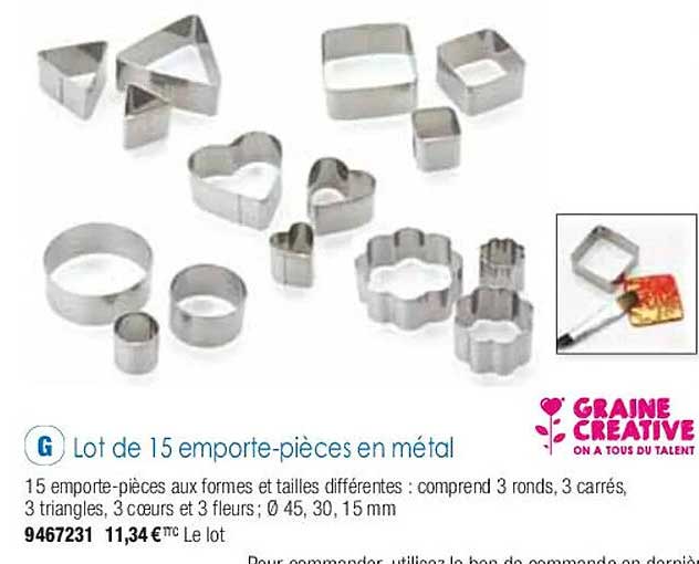 lot de 15 emporte-pièces en métal grain créative