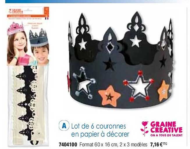 lot de 6 couronnes en papier à décorer graine créative