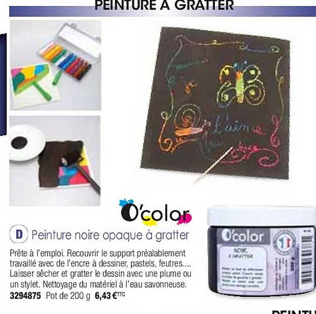 peinture noire opaque à gratter o'color