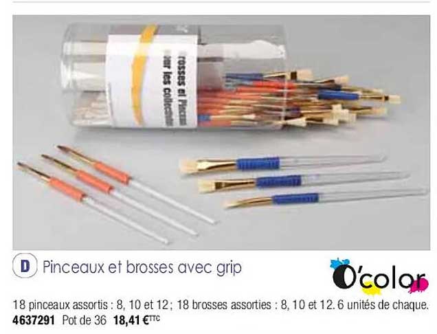 pinceaux et brosses avec grip o'color