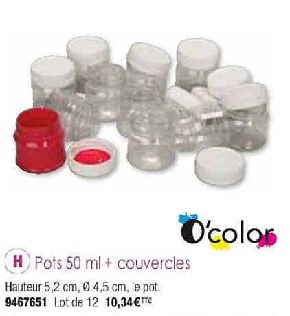 pots 50ml + couvercles o'color