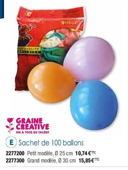 sachet de 100 ballons graine créative