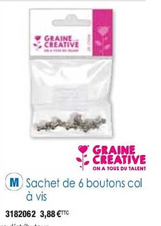 sachet de 6 boutons col à vis graine créative