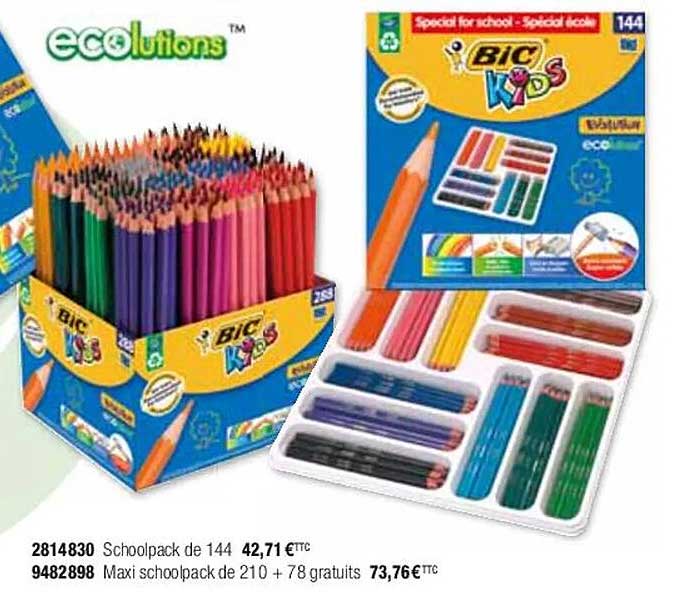schoolpack de 144, maxi schoolpack de 210 + 78 gratuits