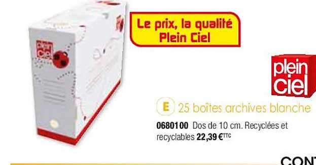 25 boîtes archives blanche plein ciel