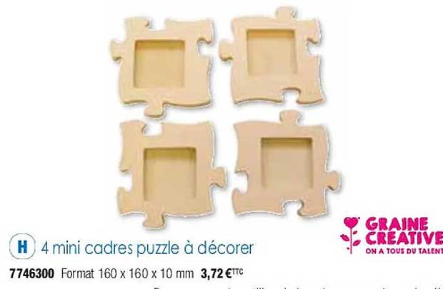 4 mini cadres puzzle à décorer graine créative
