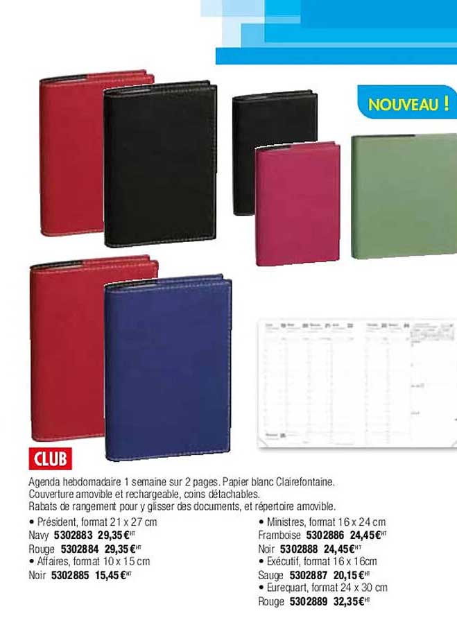 Agenda Hebdomadaire 1 Semaine Club