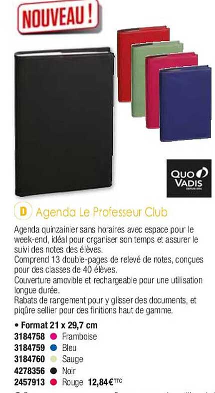 agenda le professeur club quo vadis