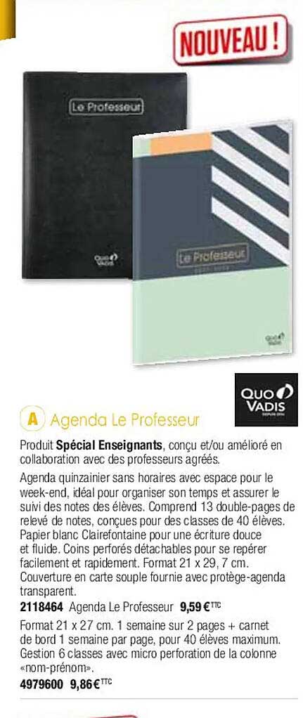 agenda le professeur quo vadis