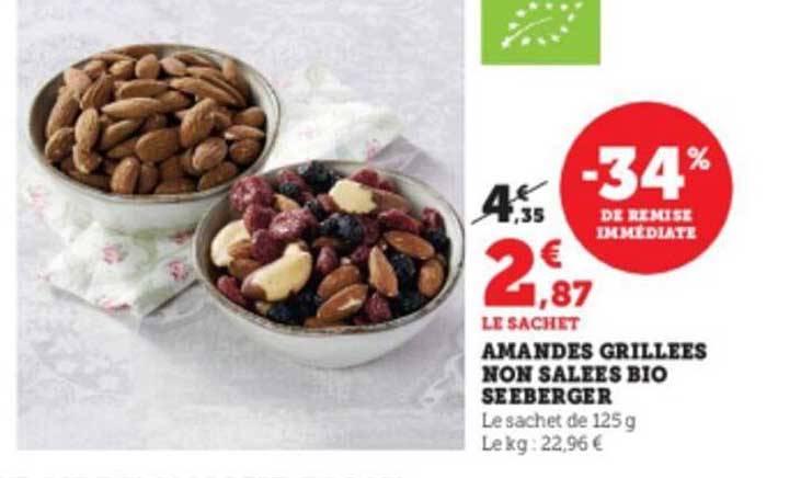 amandes grillées non salées bio seeberger