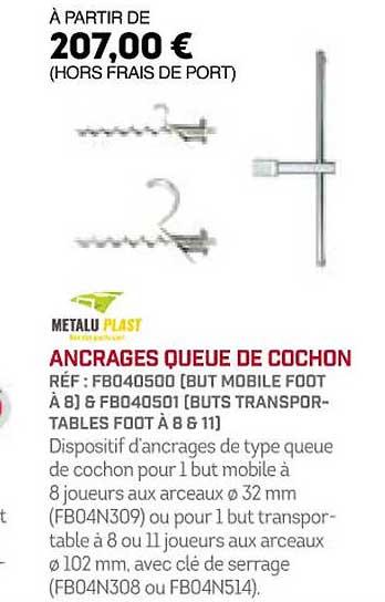 ancrages queue de cochon metalu plast