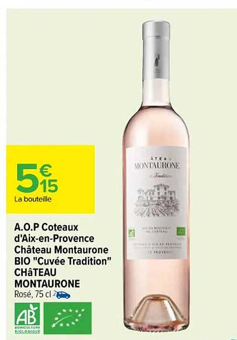 aop coteaux d'aix-en-provence château montaurone bio "cuvée tradition"