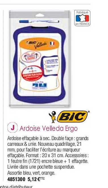 Ardoise Velleda Ergo Bic