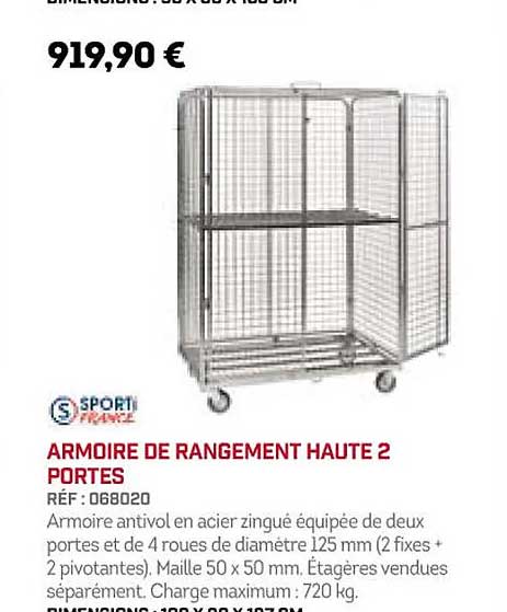 armoire de rangement haute 2 portes sporti france
