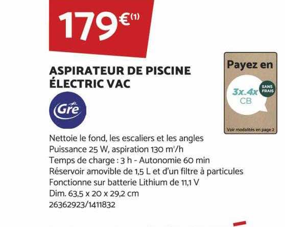 aspirateur de piscine électric vac gré
