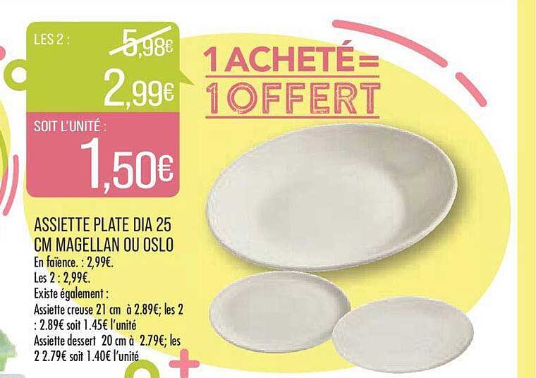 Assiette Plate Dia 25 Cm Magellan Ou Oslo