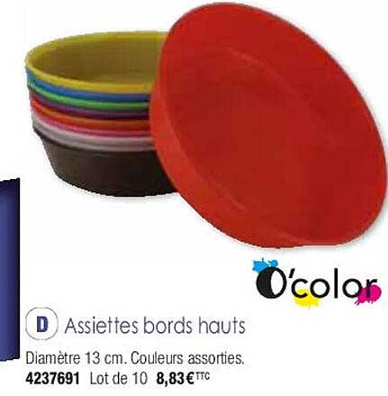 assiettes bords hauts o'color