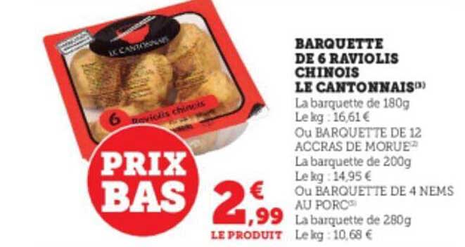 Barquette De 6 Raviolis Chinois Le Cantonnais
