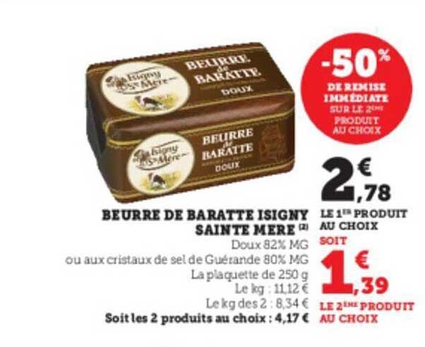 beurre de baratte isigny sainte mère