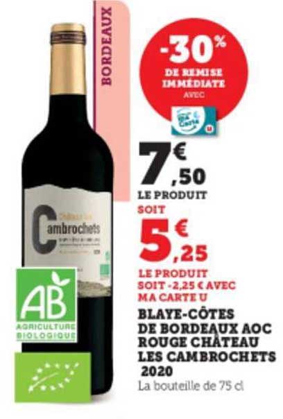 blaye-côtes de bordeaux aoc rouge château les cambrochets