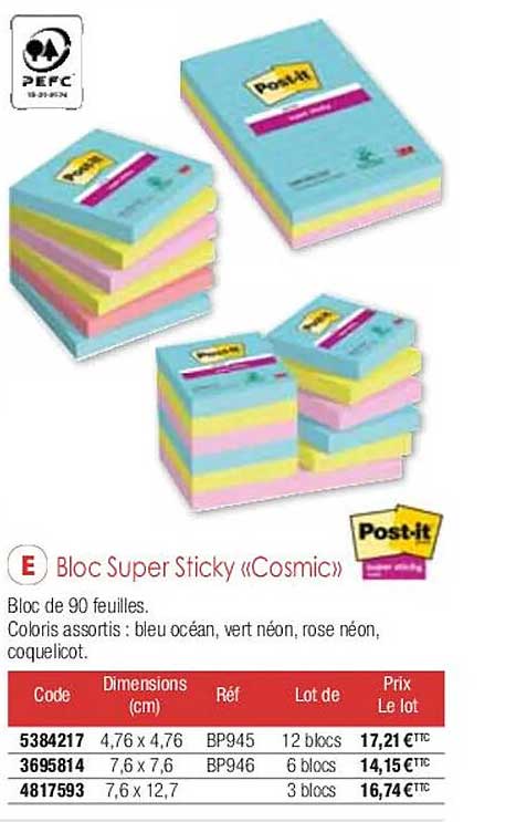 bloc super sticky «cosmic» post-it