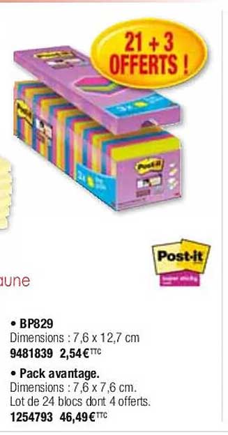 bloc super sticky post-it jaune