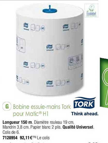 bobine essuie-mains tork poru matic h1 tork think ahead