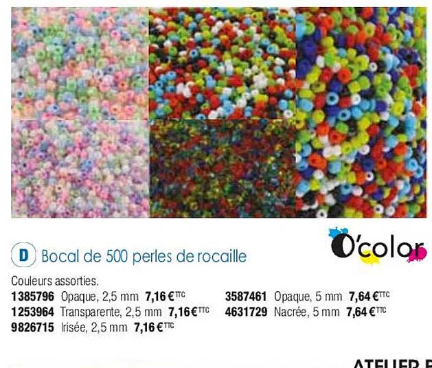 Bocal De 500 Perles De Rocaille O'color