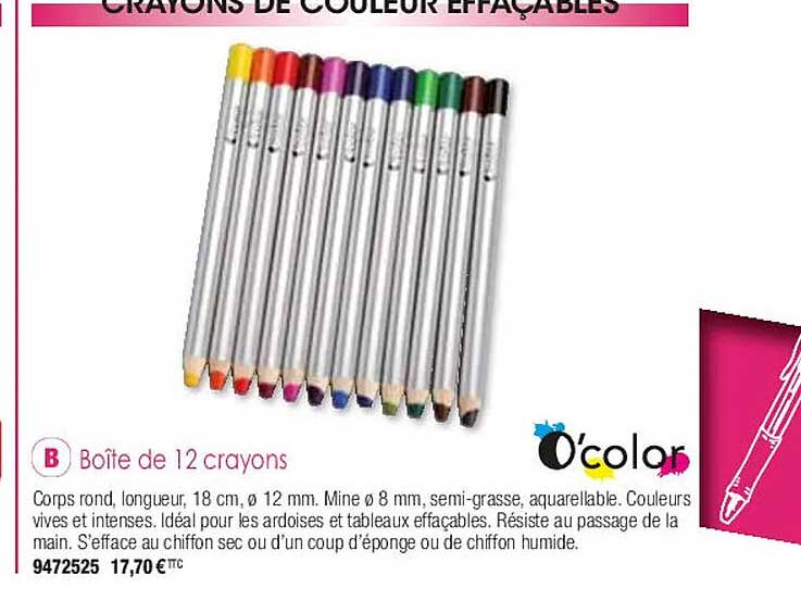Boîte De 12 Crayons O'color